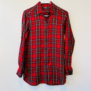 Lauren Ralph Lauren Women's, Viscose Collared Long Sleeve Shirt, Multi,XS